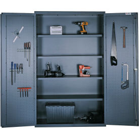 Flush Door Pegboard Storage Cabinet, Shelf Only, All-Welded, 48"W x 24"D x 78"H, Gray