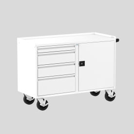 Mobile Workbench with 4 Drawers & 1 Door, 52"W x 21"D, White