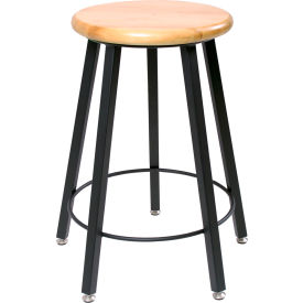 Perspective Shop Stool with Steel Base, 18"H, Hardboard Seat, Black