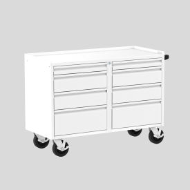 Mobile Workbench with 8 Drawers, 52"W x 21"D, White