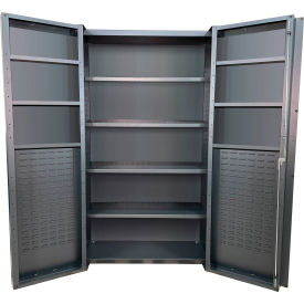 Deep Door Storage Bin Cabinet, All-Welded, 48"W x 24"D x 84"H, Gray