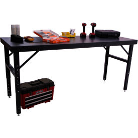 96 x 48 Adjustable Height Workbench, Square Tube Leg, Steel Square Edge, Gray
