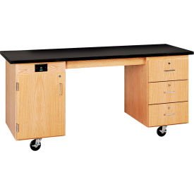 Diversified Spaces Kinectic ADA Mobile Lab Station with Flat Chemguard Top, Oak Red