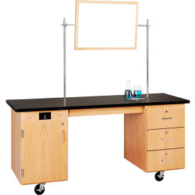 Kinectic ADA Mobile Lab Station with Chemguard Top, Oak Red