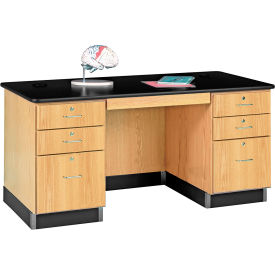Kinectic Work Desk with Plastic Laminate Top, Oak Red