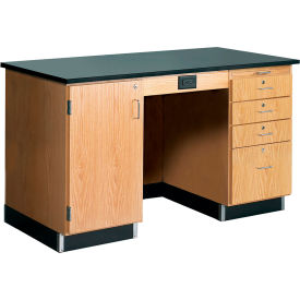 Kinectic Instructor Desk with Phenolic Resin Top & Left Hinge Door, Oak Red