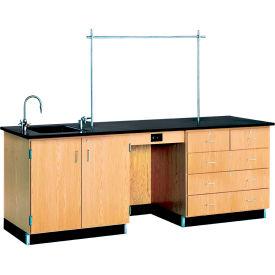 Kinectic Instructor Demo Desk with Sink & Phenolic Resin Top, Oak Red