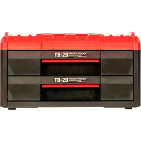 Heavy Duty Stackable Toolbox with 2 Drawers, 16-1/2"L x 13-5/16"W x 9-1/8"H, Black/Red