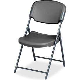 Rough 'N Ready Commercial Folding Chair, Mid Back, HDPE, Charcoal