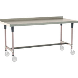 TableWorx 304 Stainless Steel Mobile-Ready Table, 72 x 30", 2" Backsplash