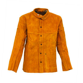 30" Leather Welding Jacket with Collar, 2XL, Gold