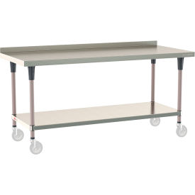 TableWorx 304 Stainless Steel Mobile-Ready Table, 72 x 30", Undershelf, 2" Backsplash