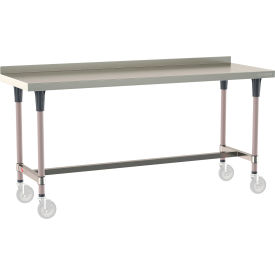 TableWorx 304 Stainless Steel Mobile-Ready Table, 72 x 24", 2" Backsplash