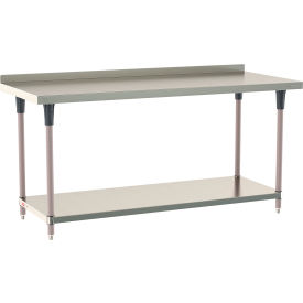 TableWorx 304 Stainless Steel Stationary Table, 72 x 30", Undershelf, 2" Backsplash