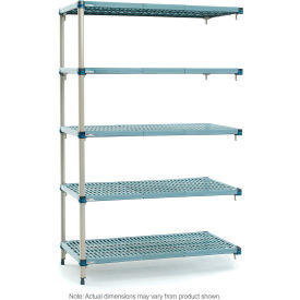 MetroMax Q 5-Tier Plastic Industrial Shelving Add-On Unit, 71-13/16"W x 21-3/8"D x 74-3/16"H