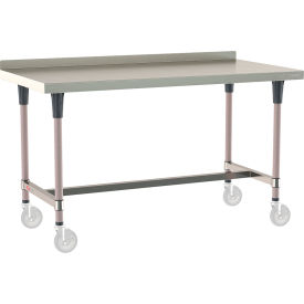 TableWorx 304 Stainless Steel Mobile-Ready Table, 60 x 30", 2" Backsplash