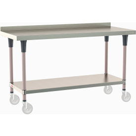 TableWorx 304 Stainless Steel Mobile-Ready Table, 60 x 24", Undershelf, 2" Backsplash