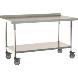TableWorx 304 Stainless Steel Mobile-Ready Table, 60 x 30", Undershelf, 2" Backsplash