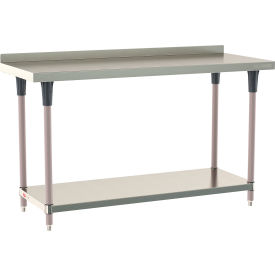 TableWorx 304 Stainless Steel Stationary Table, 60 x 24", Undershelf, 2" Backsplash