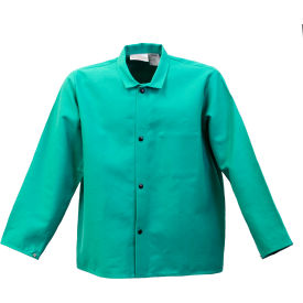 9oz 30" Flame Resistant Cotton Welding Jacket with Collar, 2XL, Green