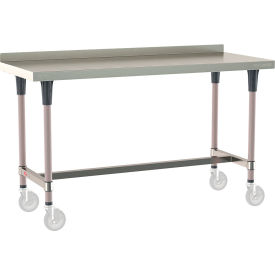 TableWorx 304 Stainless Steel Mobile-Ready Table, 60 x 24", 2" Backsplash