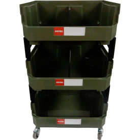3-Tier Rolling Tool Cart, 275 lb. Capacity, 16-1/2"W x 14-13/16"D x 30-1/8"H, Green.
