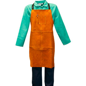 Gold Band Leather Bib Apron, 24" x 36", Gold