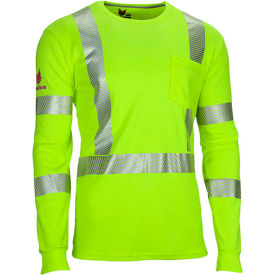 Men's FR Hi-Visibility Dual Hazard Long Sleeve T-Shirt, 2XL, Fluorescent Yellow