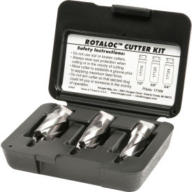 RotaLoc Frame Drill Annular Cutter Kit, 1/2, 5/8, 3/4" Diameter x 3/4" Depth of Cut.