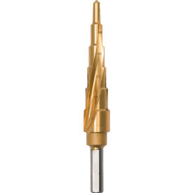 Step Drill, HSS TiN Coated, 3/16"-1/2" Dia. x 1/16" Increments