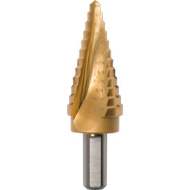 Step Drill, HSS TiN Coated, 3/16"-7/8" Dia. x 1/16" Increments