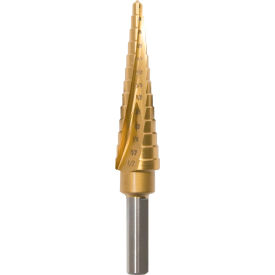 Step Drill, HSS TiN Coated, 1/8"-1/2" Dia. x 1/32" Increments