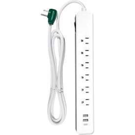 6-Outlet Surge Protector with 2 USB Ports, 15A, 6' Cord