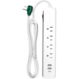 4-Outlet Surge Protector with 2 USB Ports, 15A, 6' Cord