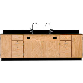 Kinetic Wall Service Station, Phenolic Top, 108"L x 24"W x 36"H,Red Oak