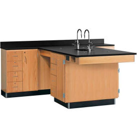 Kinetic Perimeter Workstation, Phenolic Top, 90"L x 84"W x 36"H, Red Oak