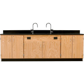 Kinetic Wall Service Station with Epoxy Top, 108"L x 24"W x 36"H, Red Oak