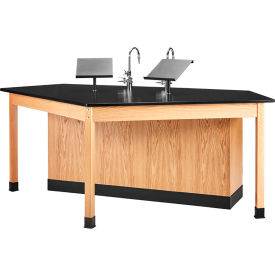 Forward Vision I Workstation, Front End Sink & Doors, 96"L x 50"W x 36"H, Red Oak