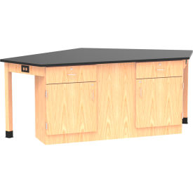Forward Vision I Workstation, Shelf & Drawers, 96"L x 50"W x 36"H, Red Oak