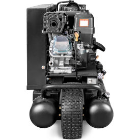 Industrial Gold Single Stage Portable Wheelbarrow Air Compressor with CRX Engine, 5.5 HP, 10 Gallon Capacity.