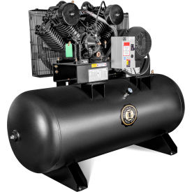 Industrial Gold Two-Stage Air Compressor, 120 Gal. Cap., Horizontal, 10 HP, 35.4 CFM, 1-Ph, 208-230V