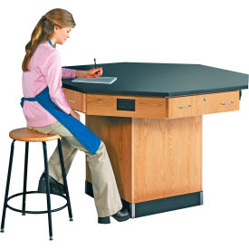 Kinetic Workstation with Phenolic Top, 62"L x 62"W x 36"H, Red Oak