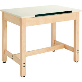 Draftsman Drawing Table, 1 Piece Top, 36"L x 24"W x 30"H, Almond Top