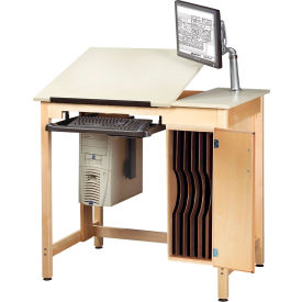 Diversified Spaces Draftsman Drawing Table with Board Storage, Almond Top