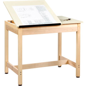 Draftsman Drawing Table, Flat Fixed Top, 36"L x 24"W x 30"H, Almond Top