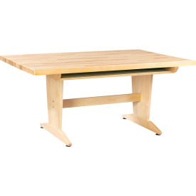 Perspective Table with Book Compartment, 60"L x 42"W x 26"H, Maple Top