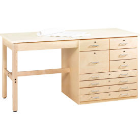 Draftsman Layout Bench, 72"L x 30"W x 37"H, Almond Top