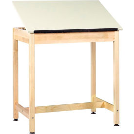 Draftsman Drawing Table, 1 Piece Top, 36"L x 24"W x 36"H, Almond Top