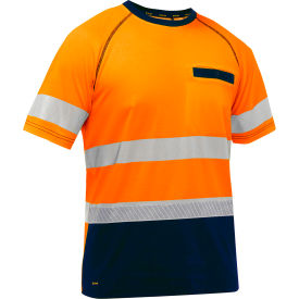 Men's Short Sleeve T-Shirt with Navy Bottom, Class 2, 3XL, Hi-Vis Orange
