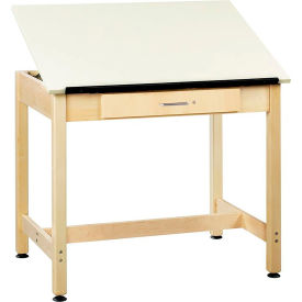 Draftsman Drawing Table, 1 Piece Top & Drawer, 36"L x 24"W x 30"H, Almond Top